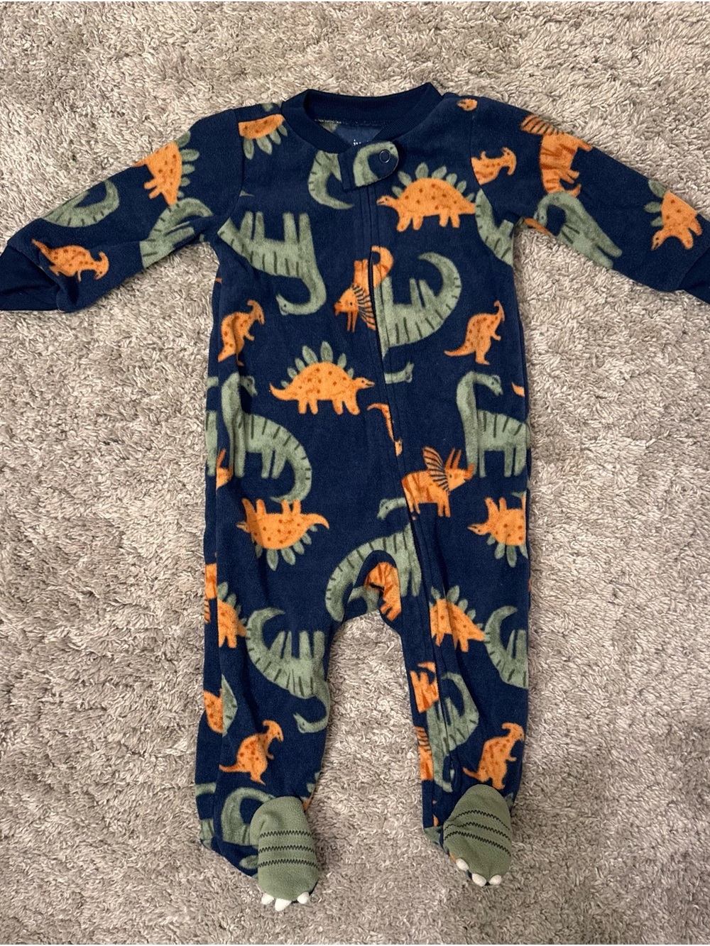 Carter’s Just One You Dinosaur Claw Fleece Zipper Footie Pajamas size 6 Months